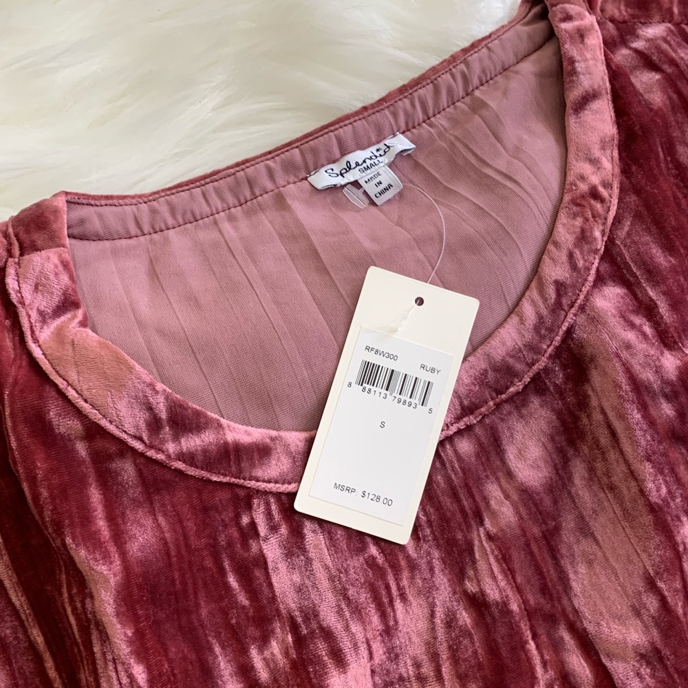 Splendid Women's Velvet Short Sleeve Tee Ruby - Picture 4 of 8